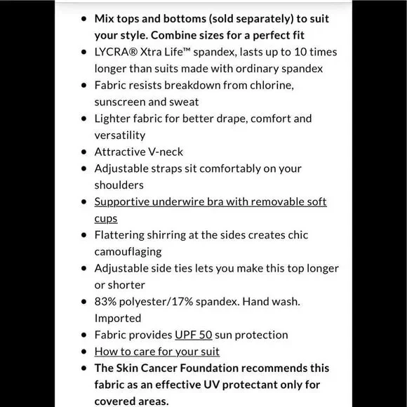 Land’s End Plus Standard adjustable sides straps Vneck underwire tankini Various - Picture 7 of 7